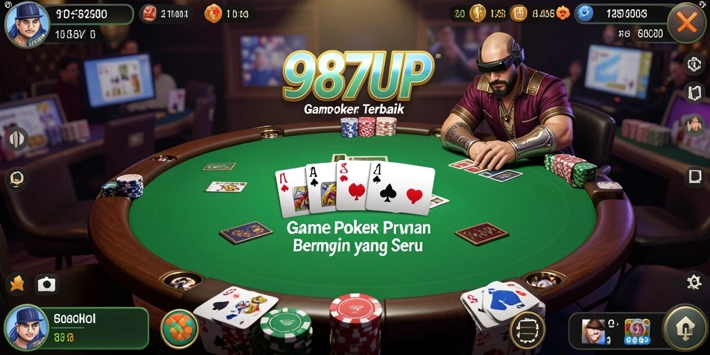 Tampilan menarik dari gameplay poker di 987UP.