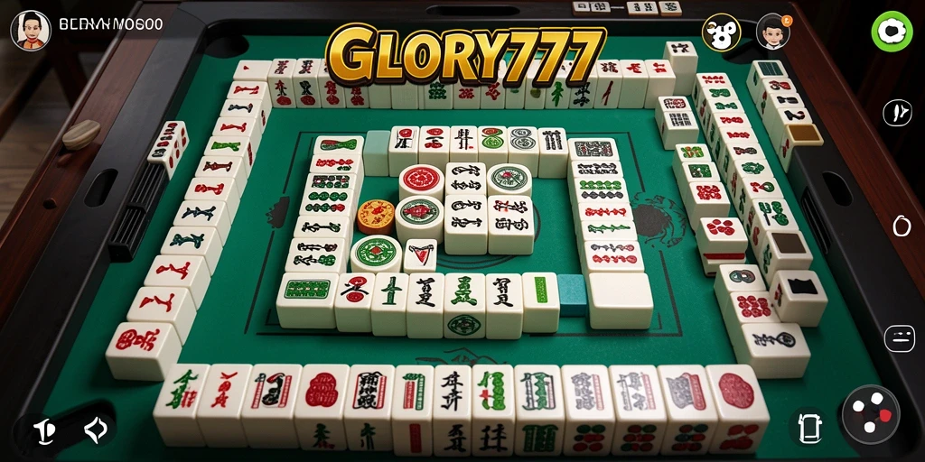 Tampilan gameplay menarik dari GLORY777 dengan ubin Mahjong berwarna-warni.