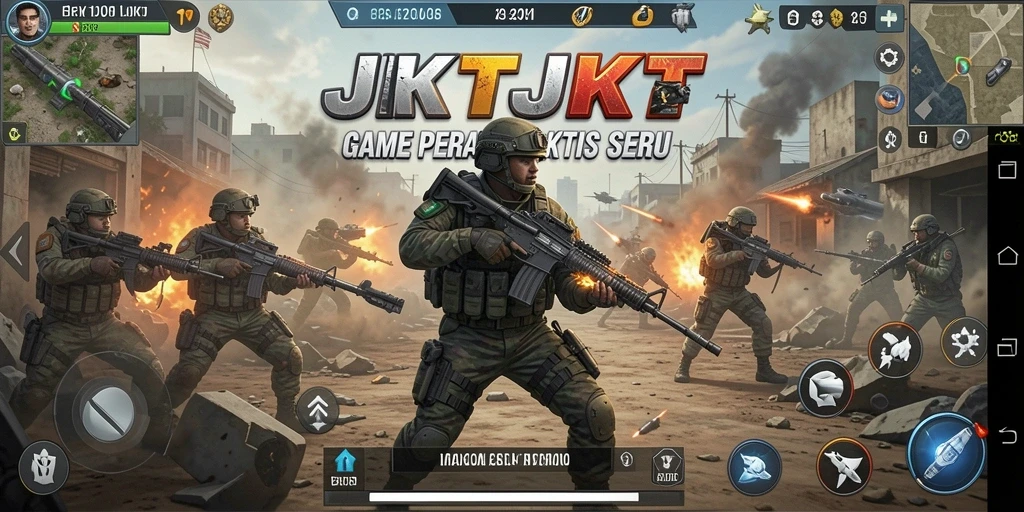Screenshot gameplay seru di JKTJKT dengan aksi pertempuran intens.