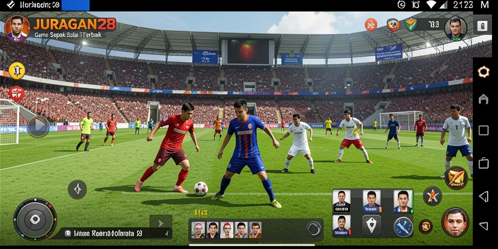 Tampilan gameplay menarik dari JURAGAN28 menunjukkan aksi sepak bola yang seru.