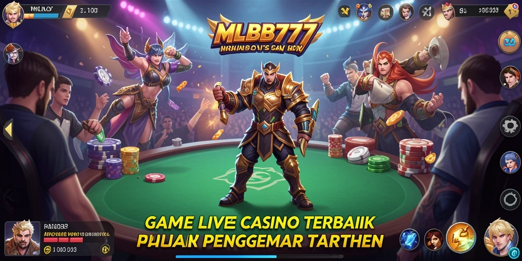 Screenshot gameplay menunjukkan suasana Live Casino yang mendebarkan.