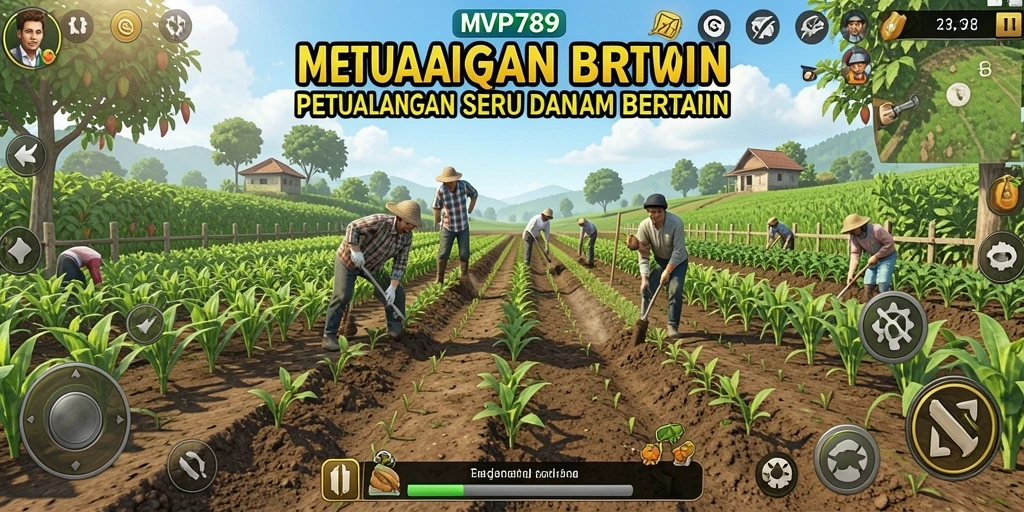 Tampilan menarik saat bermain game Farming MVP789 dengan berbagai tanaman dan hewan.