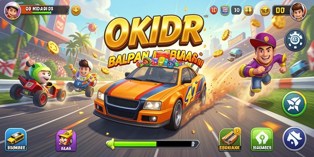 Screenshot OKIDR menampilkan aksi balapan yang mendebarkan dan grafis menawan.
