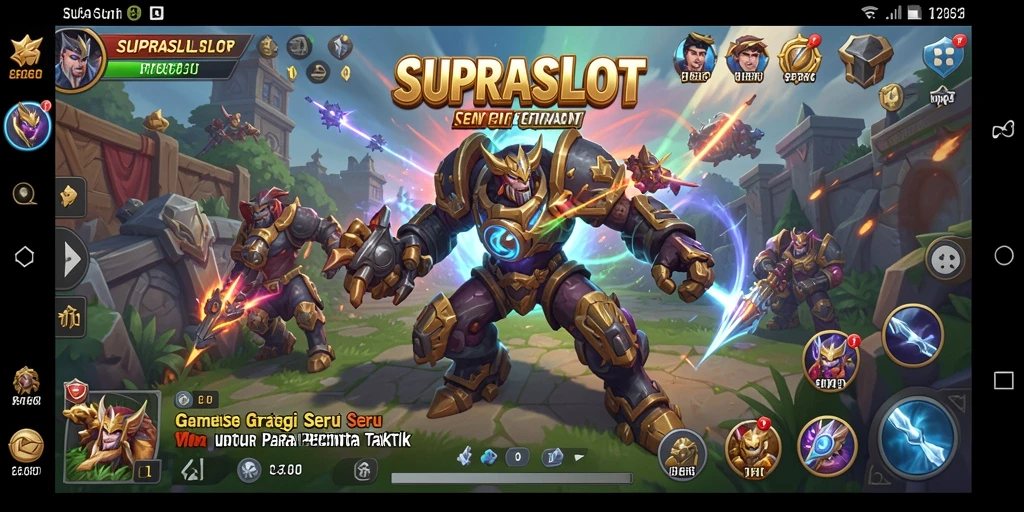 Screenshot gameplay SUPRASLOT dengan pertempuran strategi menarik.